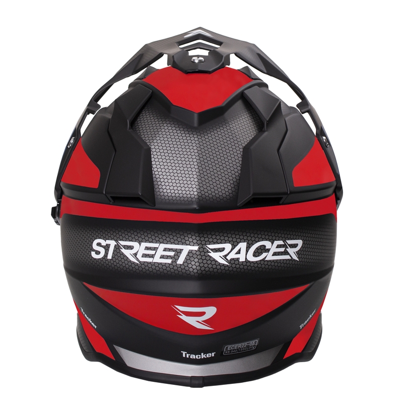 Casca moto enduro Street Racer Tracker negru-alb-roșu lichidare