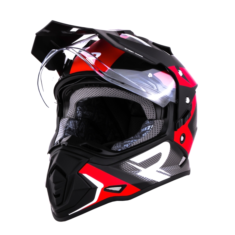 Casca moto enduro Street Racer Tracker negru-alb-roșu lichidare