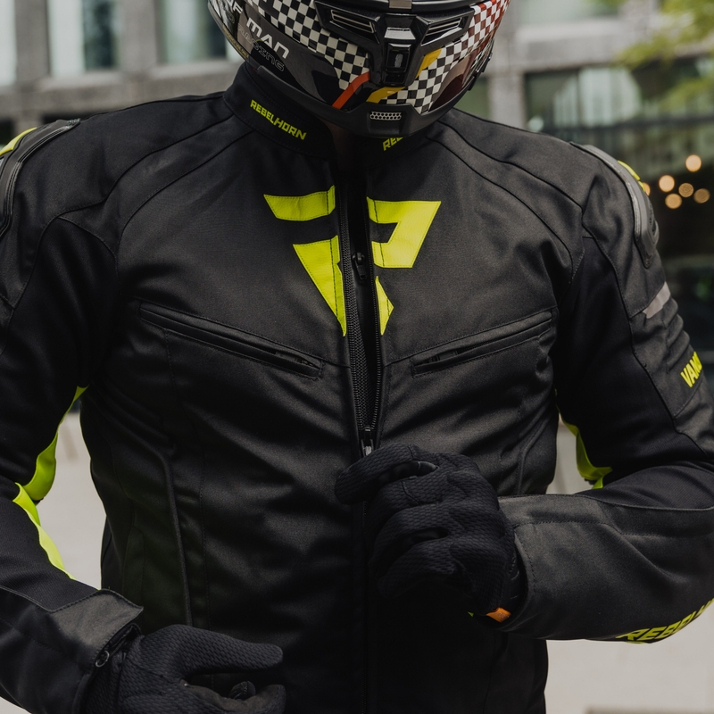 Jachetă de motocicletă Rebelhorn Vandal negru-galben-fluo lichidare