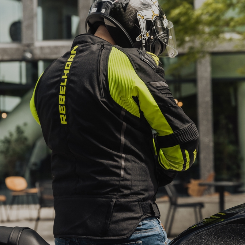 Jachetă de motocicletă Rebelhorn Vandal negru-galben-fluo lichidare