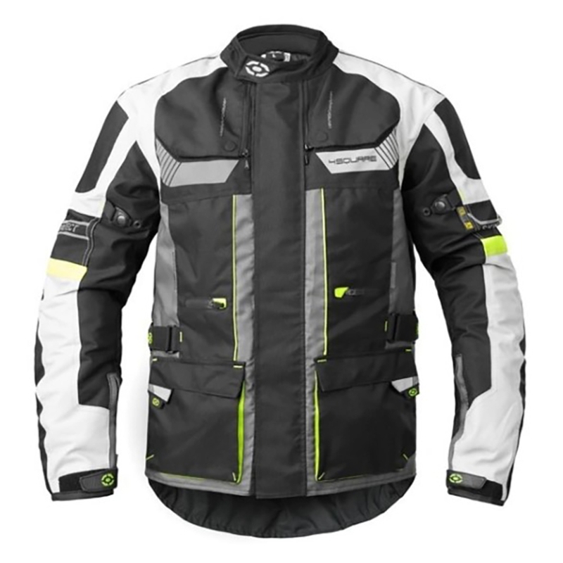 Geacă de motocicletă 4SQUARE Shield negru-alb-alb-galben-fluo lichidare