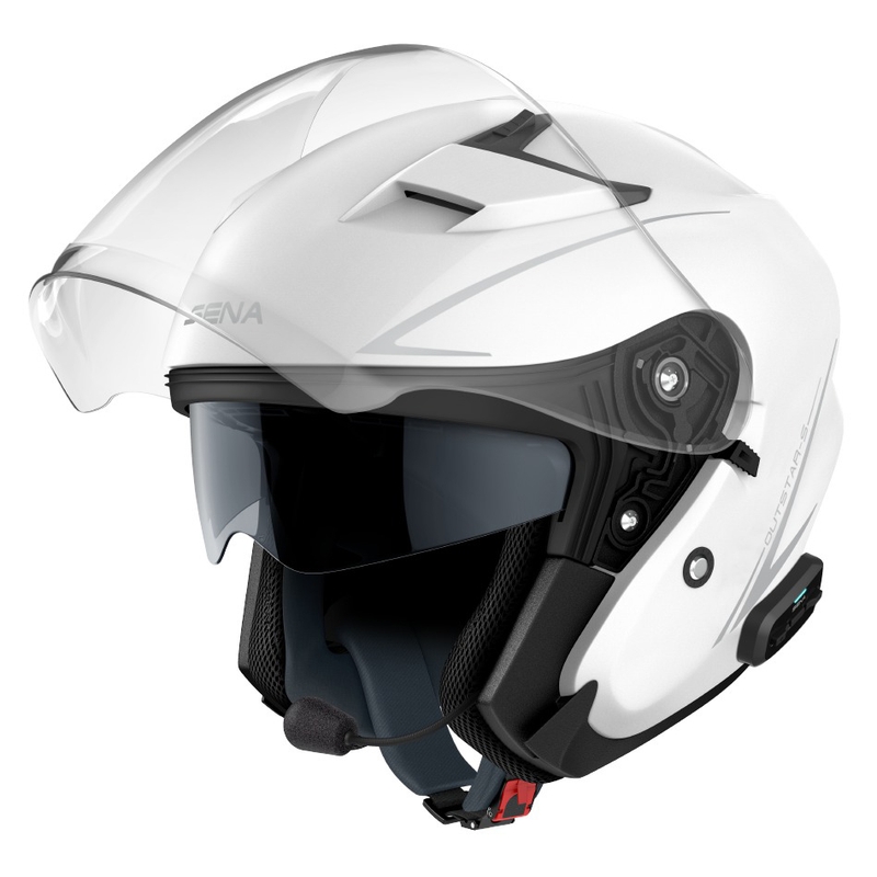 Cască de motocicletă deschisă SENA Outstar S alb lucios