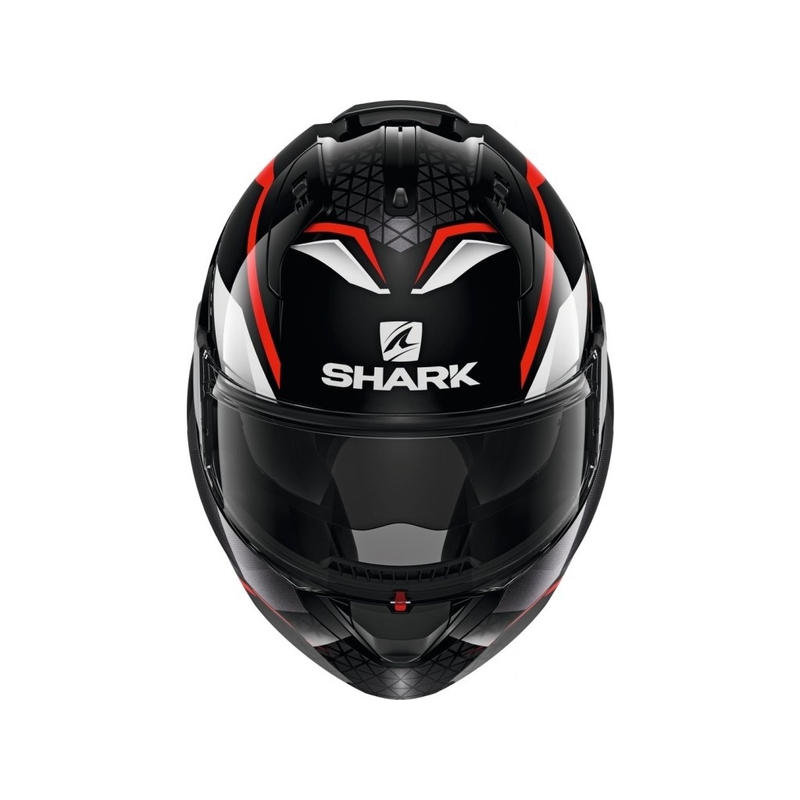 Cască de protecție cu clapetă SHARK EVO-ES Yari negru-alb-roșu