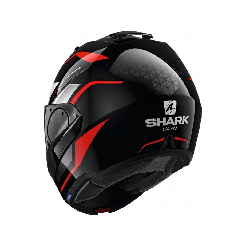 Cască de protecție cu clapetă SHARK EVO-ES Yari negru-alb-roșu