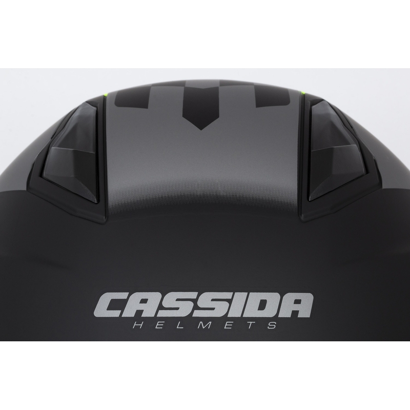 Cassida Jet Tech Roxor cască de motocicletă deschisă negru-gri-galben-fluo mată lichidare