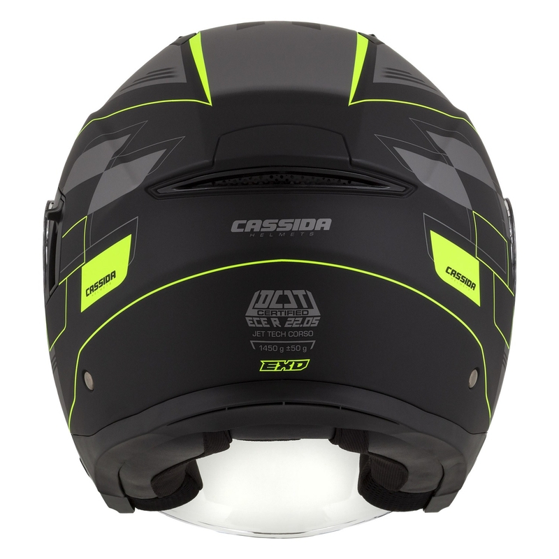 Cassida Jet Tech Roxor cască de motocicletă deschisă negru-gri-galben-fluo mată lichidare
