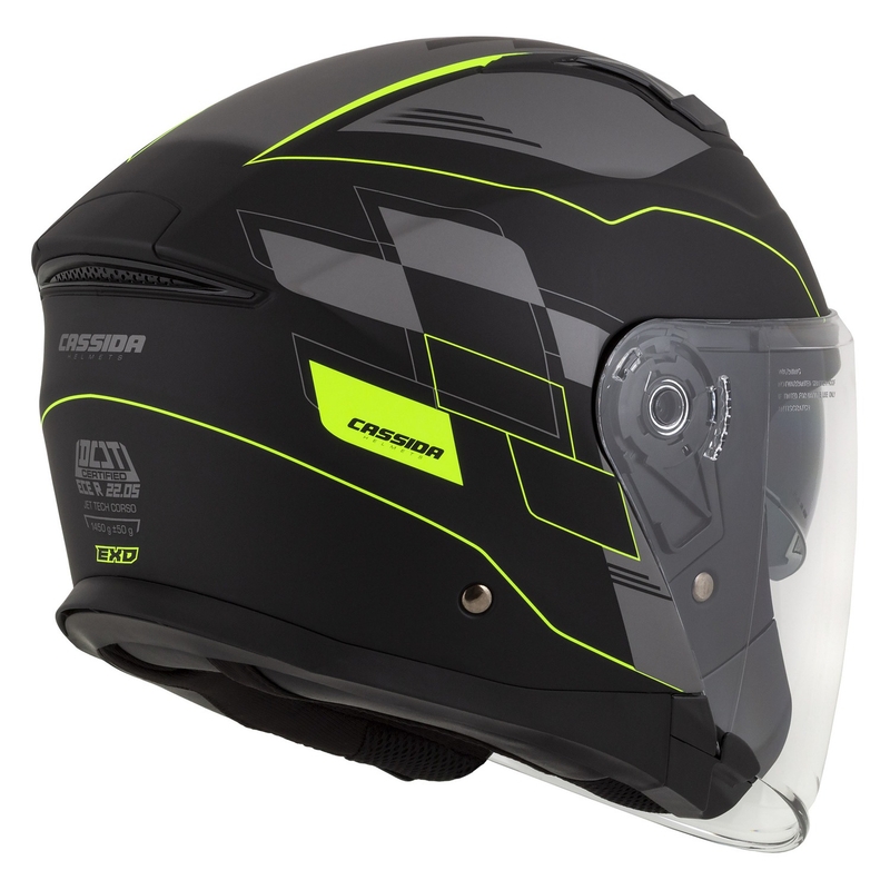 Cassida Jet Tech Roxor cască de motocicletă deschisă negru-gri-galben-fluo mată lichidare