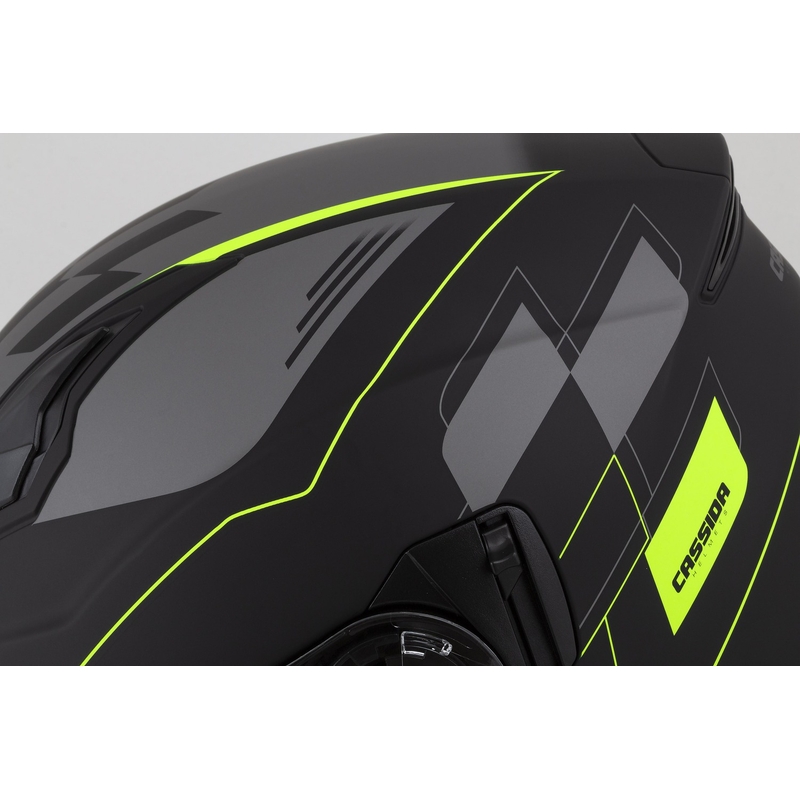 Cassida Jet Tech Roxor cască de motocicletă deschisă negru-gri-galben-fluo mată lichidare