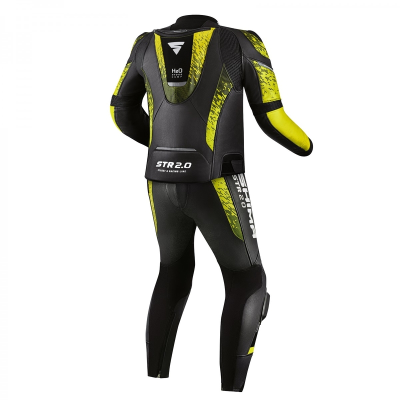 Costum moto Shima STR 2.0 negru-galben fluo