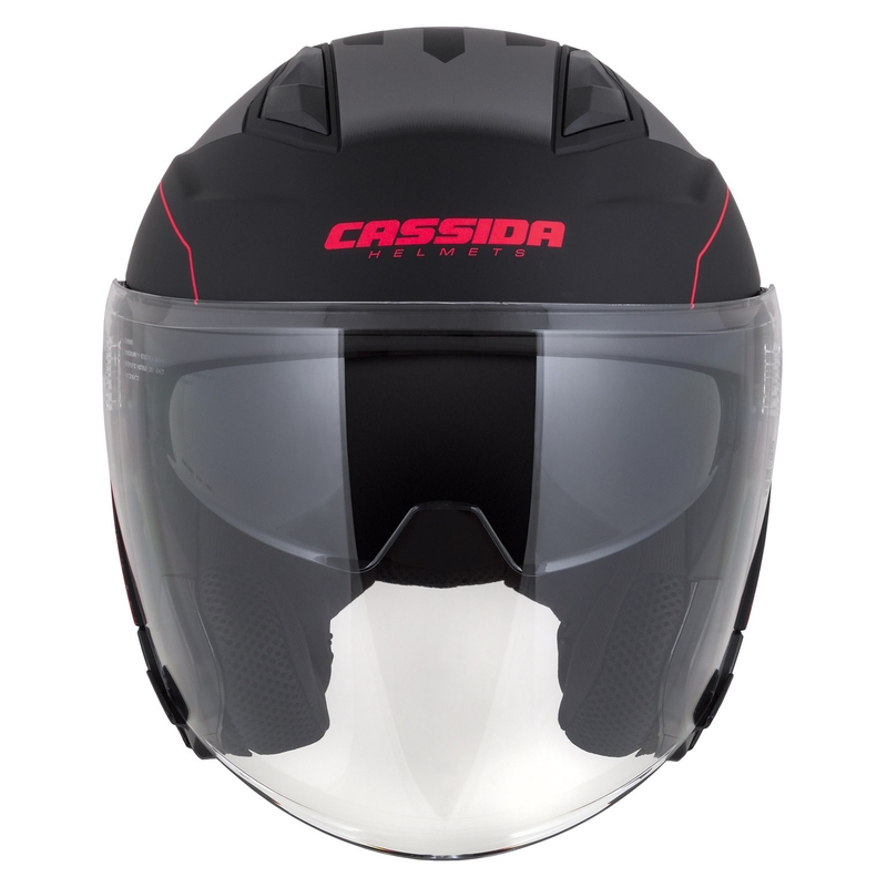 Cassida Jet Tech Roxor cască de motociclist deschisă negru-gri-fluo roșu mat
