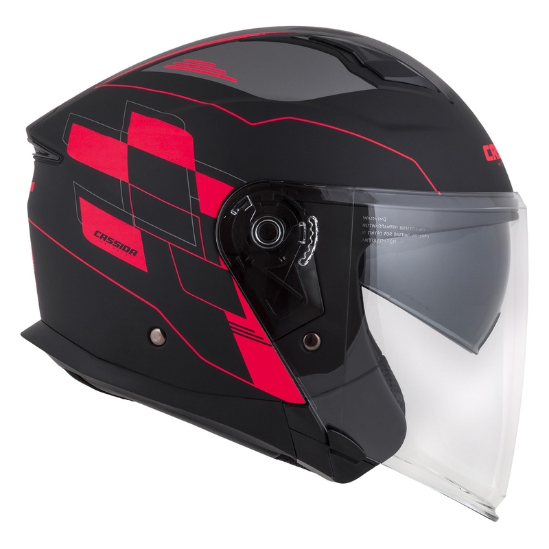 Cassida Jet Tech Roxor cască de motociclist deschisă negru-gri-fluo roșu mat