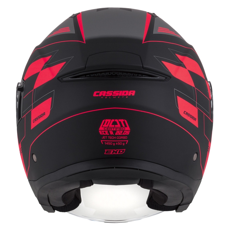 Cassida Jet Tech Roxor cască de motociclist deschisă negru-gri-fluo roșu mat