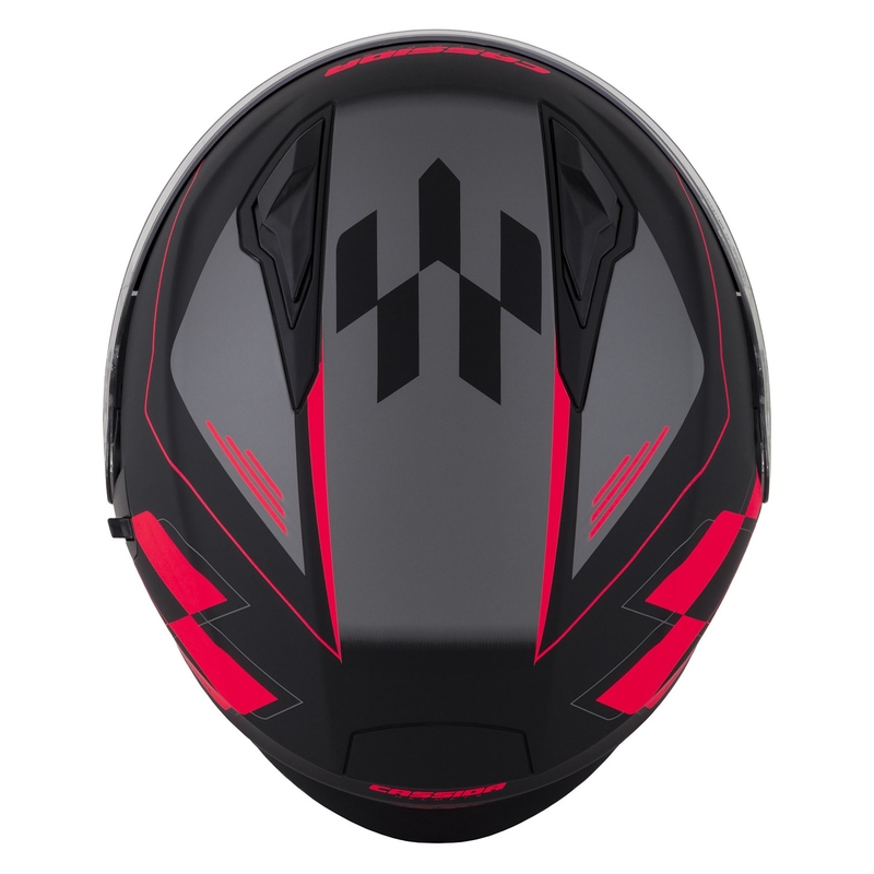 Cassida Jet Tech Roxor cască de motociclist deschisă negru-gri-fluo roșu mat