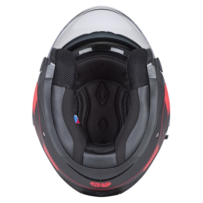 Cassida Jet Tech Roxor cască de motociclist deschisă negru-gri-fluo roșu mat