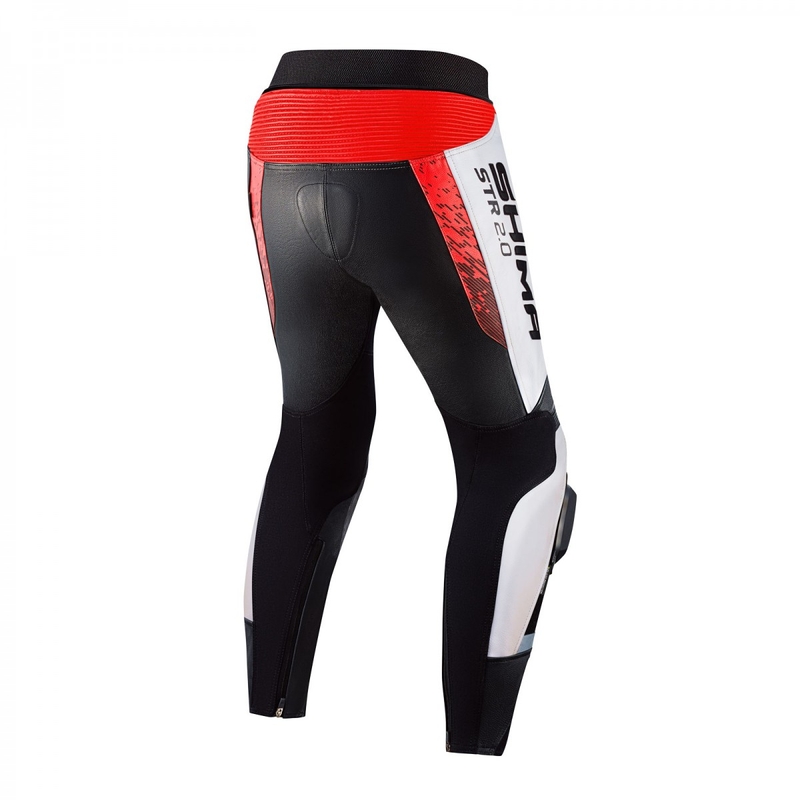 Shima STR 2.0 negru-alb-alb-roșu-fluo pantaloni de motocicletă