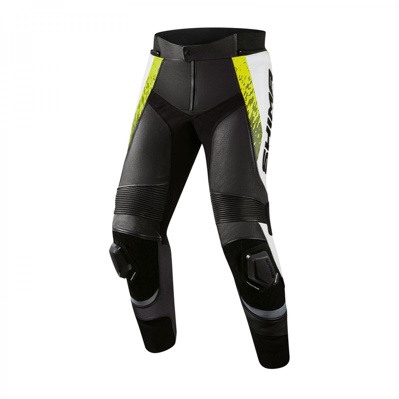 Shima STR 2.0 negru-alb-alb-albastru-galben-fluo pantaloni de motocicletă
