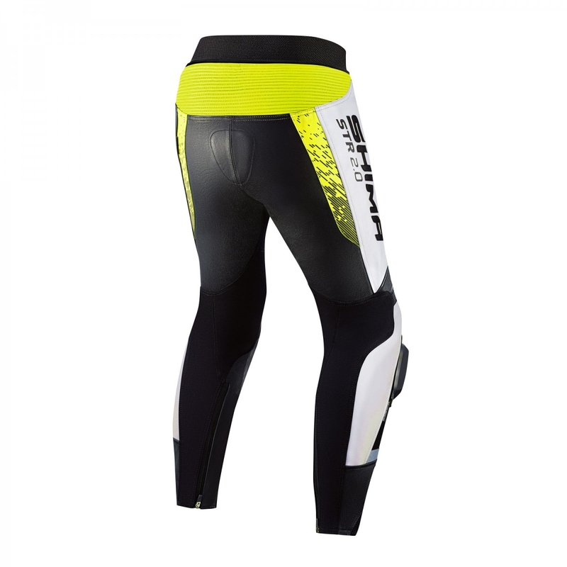 Shima STR 2.0 negru-alb-alb-albastru-galben-fluo pantaloni de motocicletă