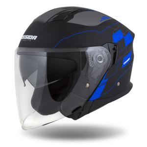 Cască de motocicletă Cassida Jet Tech Roxor Black-Grey-Blue Matte Open Moto Helmet