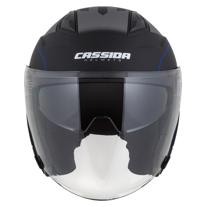 Cască de motocicletă Cassida Jet Tech Roxor Black-Grey-Blue Matte Open Moto Helmet