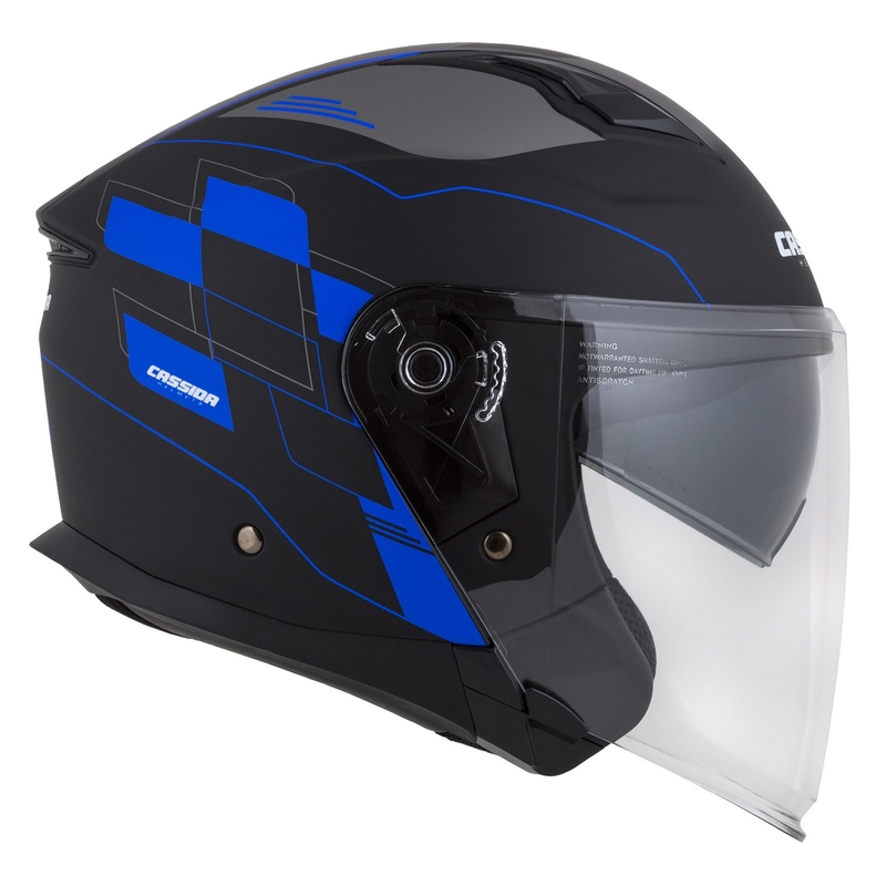 Cască de motocicletă Cassida Jet Tech Roxor Black-Grey-Blue Matte Open Moto Helmet