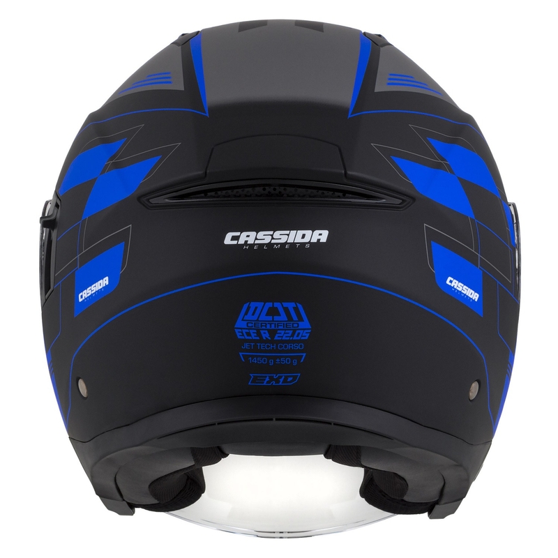 Cască de motocicletă Cassida Jet Tech Roxor Black-Grey-Blue Matte Open Moto Helmet