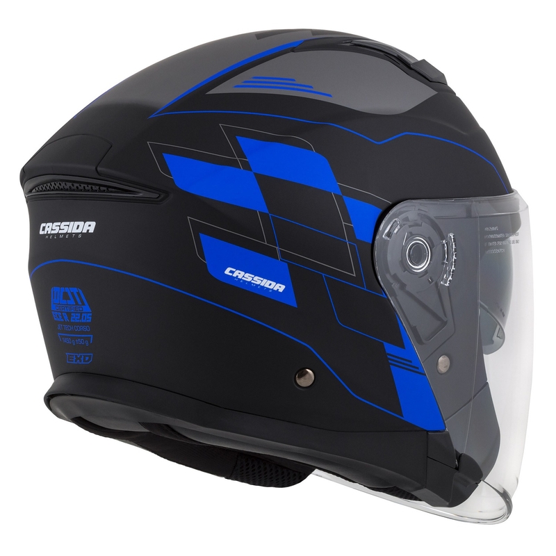 Cască de motocicletă Cassida Jet Tech Roxor Black-Grey-Blue Matte Open Moto Helmet