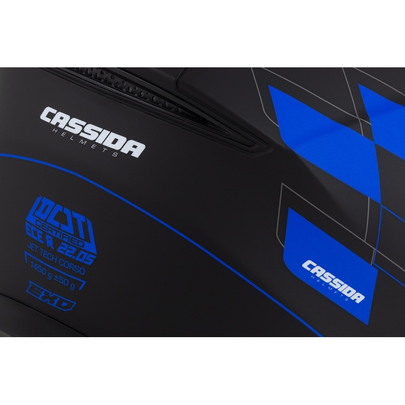 Cască de motocicletă Cassida Jet Tech Roxor Black-Grey-Blue Matte Open Moto Helmet