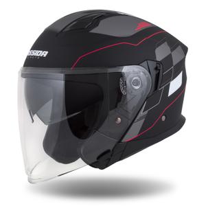 Cască de motocicletă Cassida Jet Tech Roxor Black-Red-Grey Open Moto Helmet