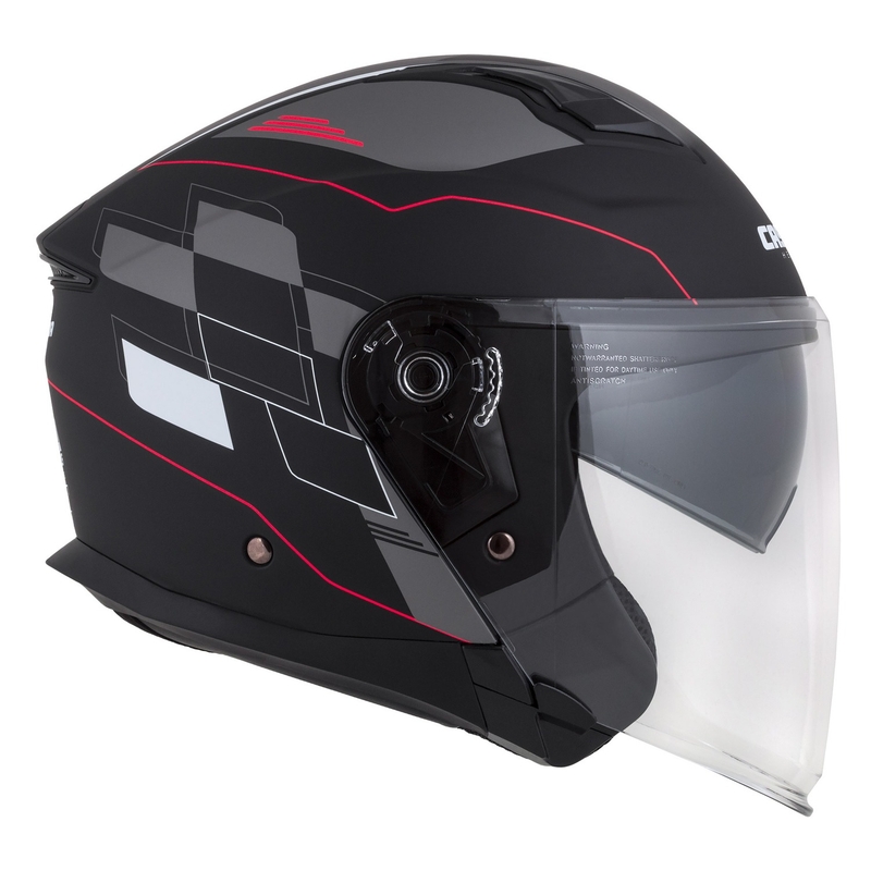 Cască de motocicletă Cassida Jet Tech Roxor Black-Red-Grey Open Moto Helmet
