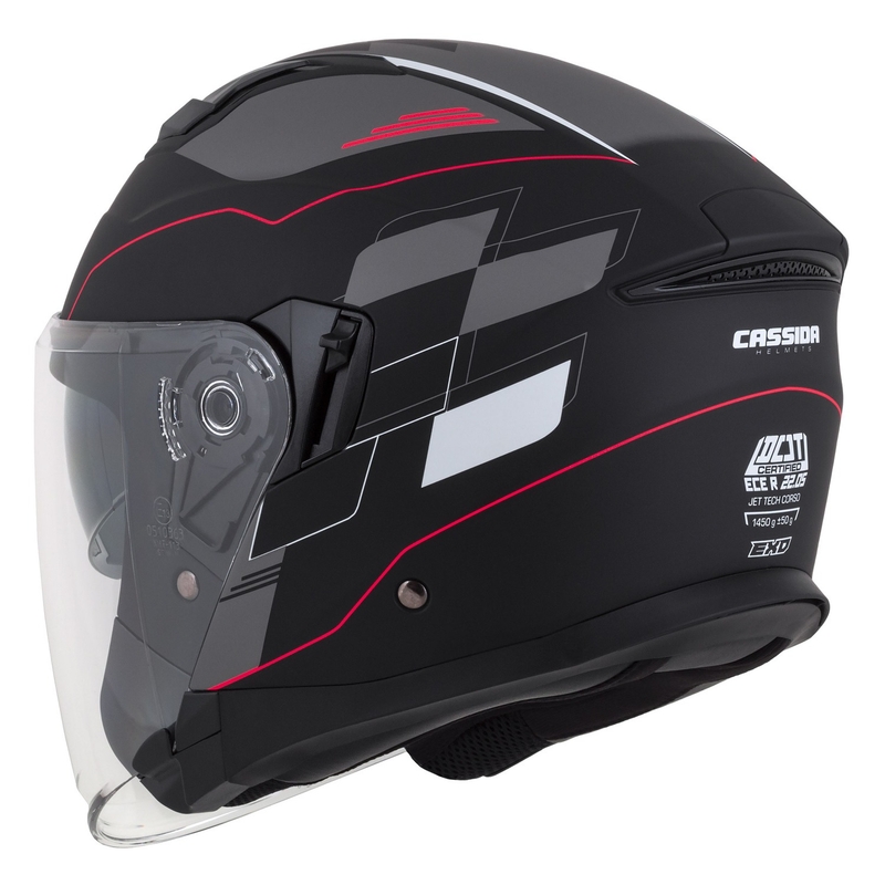 Cască de motocicletă Cassida Jet Tech Roxor Black-Red-Grey Open Moto Helmet