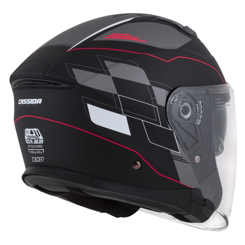 Cască de motocicletă Cassida Jet Tech Roxor Black-Red-Grey Open Moto Helmet