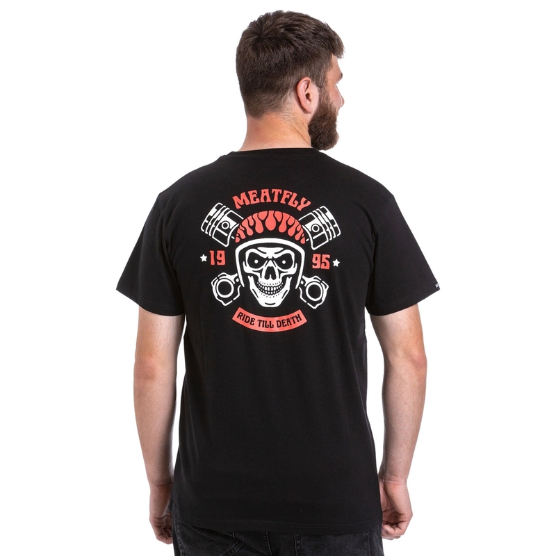 Tricou Meatfly Ride Till Death portocaliu și negru lichidare