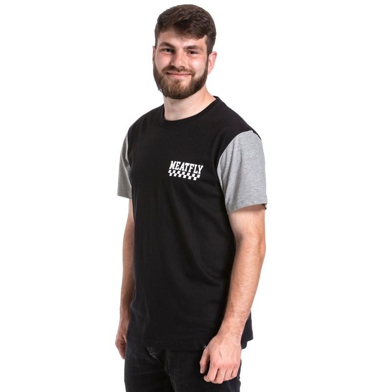 Meatfly Racing T-shirt negru și gri lichidare