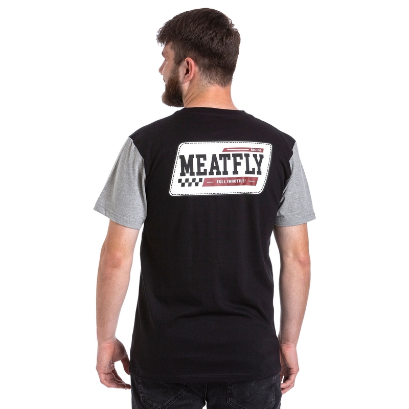 Meatfly Racing T-shirt negru și gri lichidare