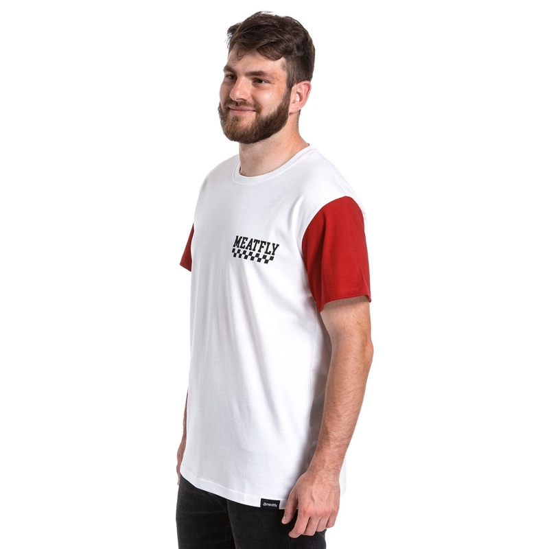 Tricou Meatfly Racing alb-roșu lichidare