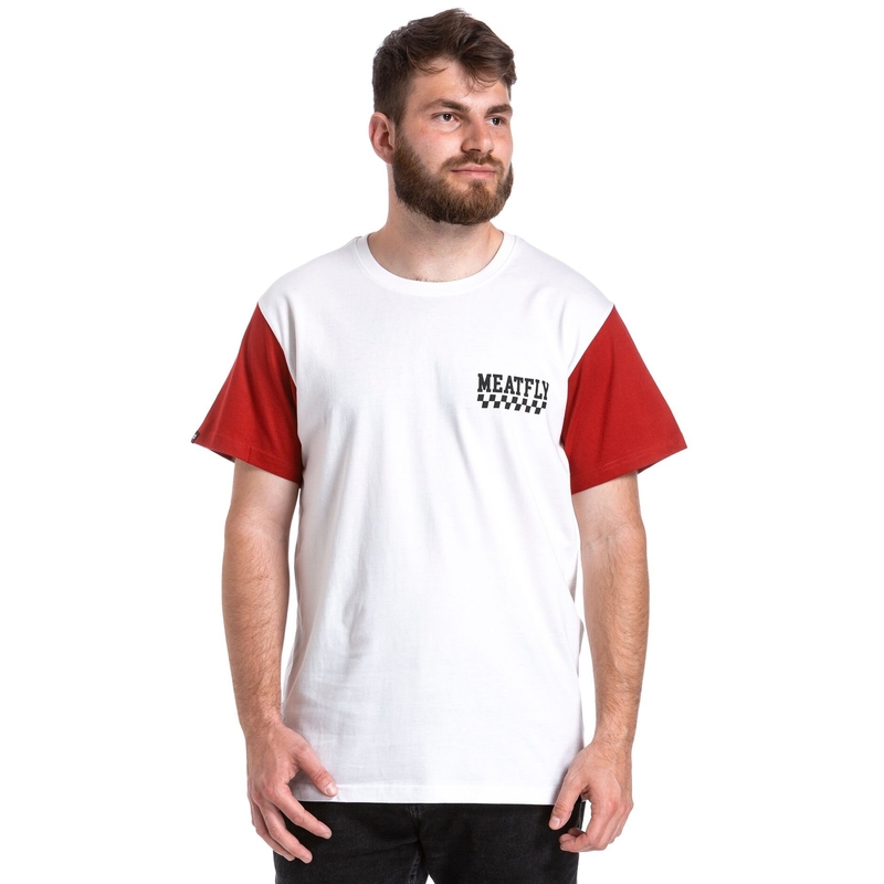 Tricou Meatfly Racing alb-roșu lichidare