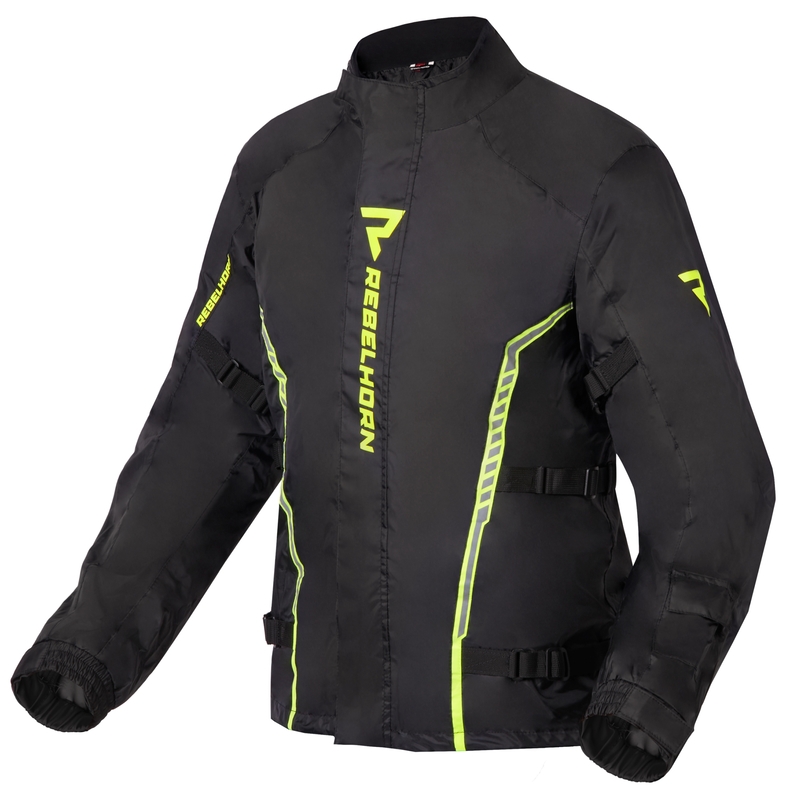 Jachetă de ploaie Moto Rebelhorn Patrol negru-galben-fluo
