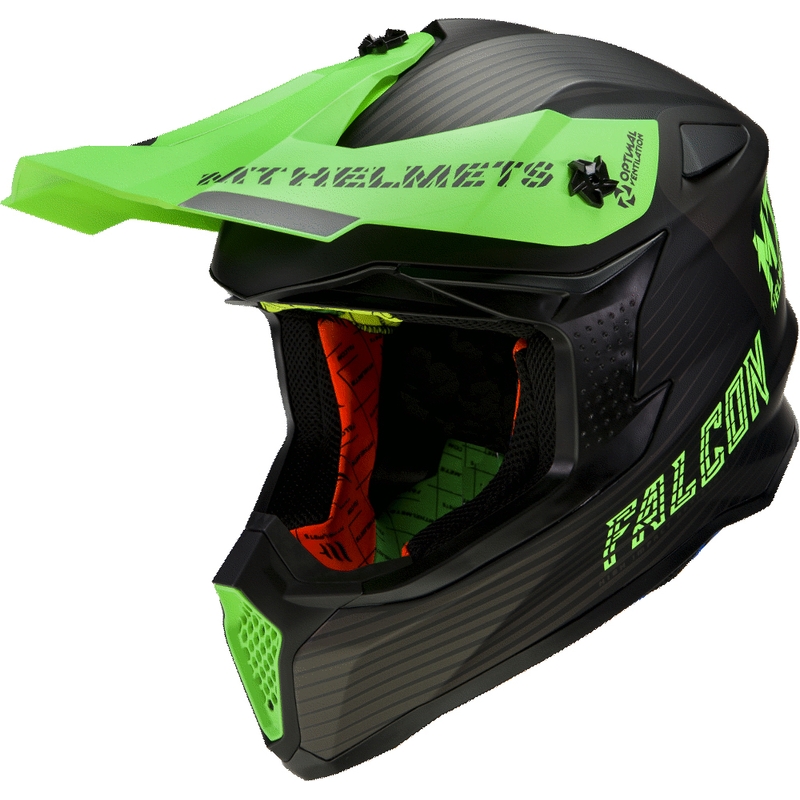 Cască de motocross MT Falcon System negru-fluo verde