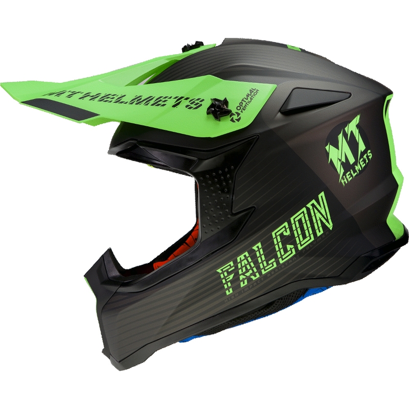 Cască de motocross MT Falcon System negru-fluo verde