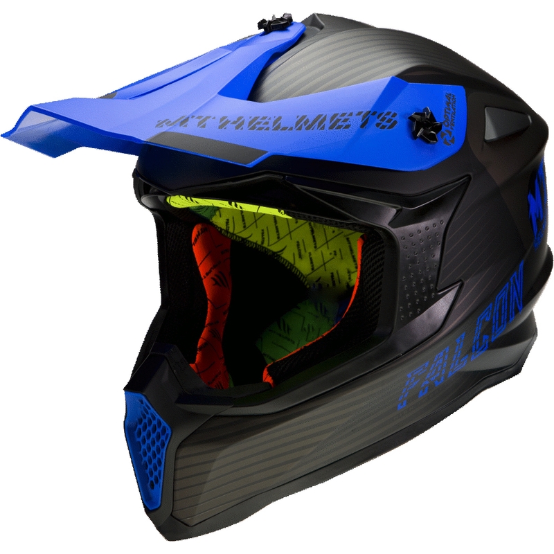 Cască de motocross MT Falcon System negru-albastru