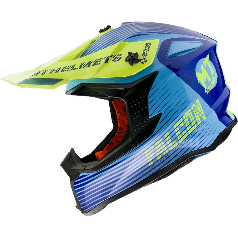 Cască de motocross MT Falcon System albastru-galben-fluo