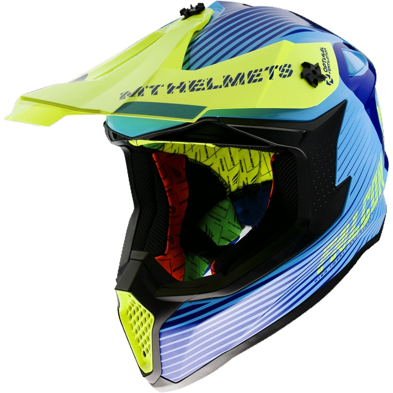 Cască de motocross MT Falcon System albastru-galben-fluo