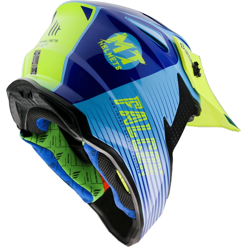 Cască de motocross MT Falcon System albastru-galben-fluo