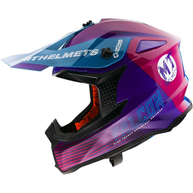 MT Falcon System Motocross Cască de motocross roz-albastru-violet