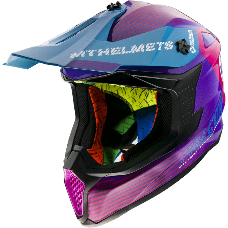MT Falcon System Motocross Cască de motocross roz-albastru-violet