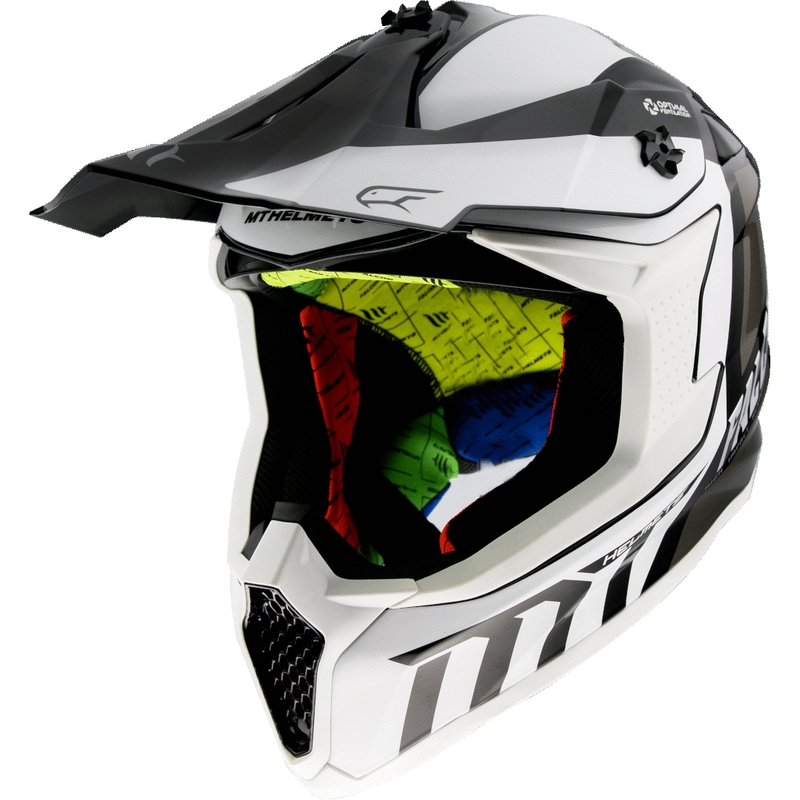 MT Falcon Warrior cască de motocross alb-negru