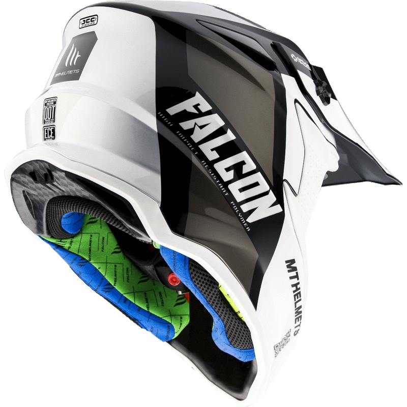 MT Falcon Warrior cască de motocross alb-negru
