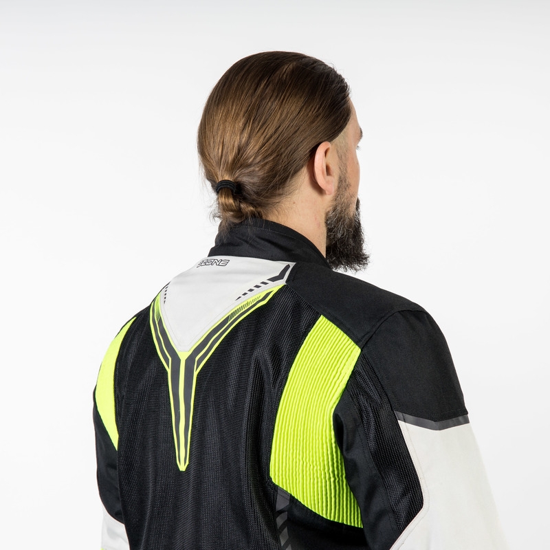 Jachetă de motocicletă Ozone Flow negru-gri-gri-galben-fluo lichidare