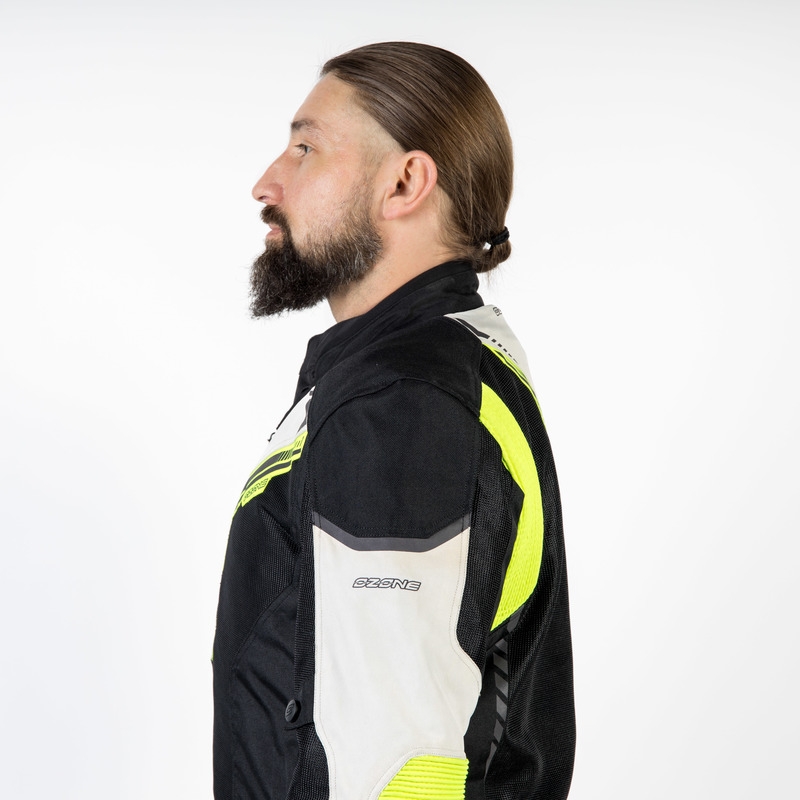 Jachetă de motocicletă Ozone Flow negru-gri-gri-galben-fluo lichidare