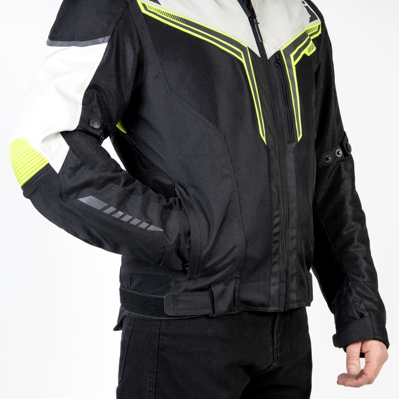 Jachetă de motocicletă Ozone Flow negru-gri-gri-galben-fluo lichidare